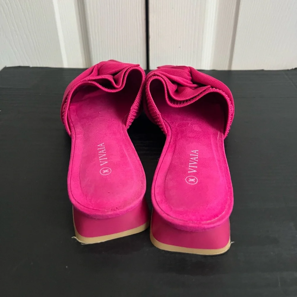 VIVAIA Yaffa Pro Pointed-Toe Knot Slides Mules in Pitaya Pink Size 7.5 Slip On - Picture 4 of 7